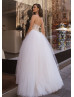 Beaded Spaghetti Straps Lace Tulle Wedding Dress